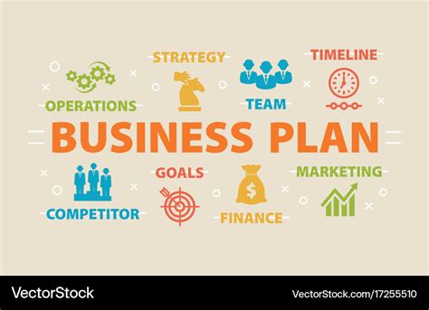 Business plan concept with icons Royalty Free Vector Image