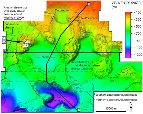 Bathymetric map highlighting main seafloor features including... | Download Scientific Diagram