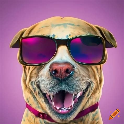 Smiling dog wearing sunglasses on Craiyon