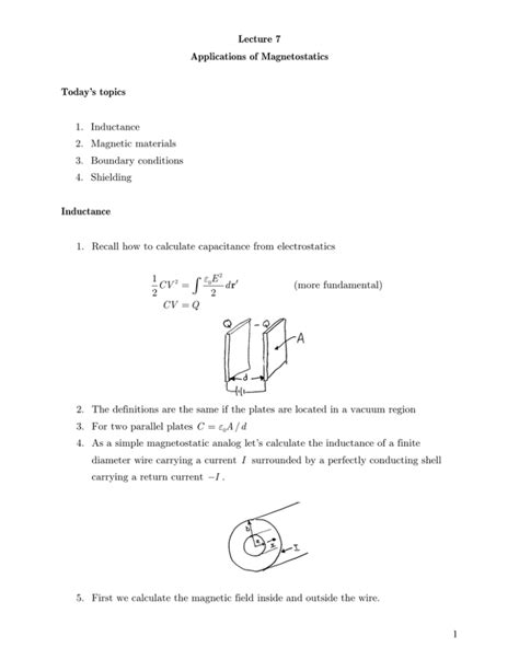 Lecture 7 Applications of Magnetostatics Today’s topics Inductance