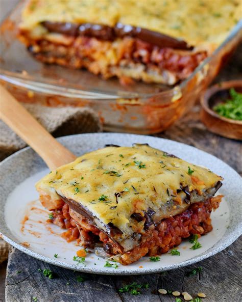 Vegan moussaka with lentils and eggplant! This popular Greek dish can be easily made without ...