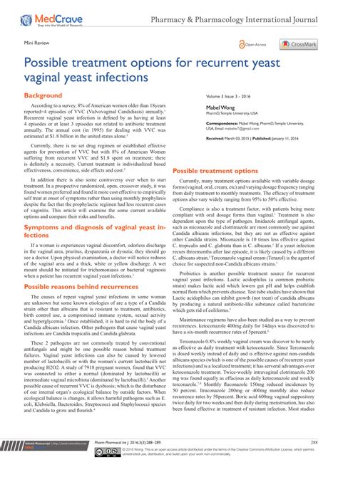 (PDF) Possible Treatment Options for Recurrent Yeast Vaginal Yeast Infections