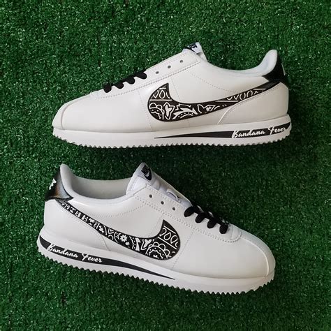 Customized Nike Sneakers, Men's, White Leather, Bandana Print White ...