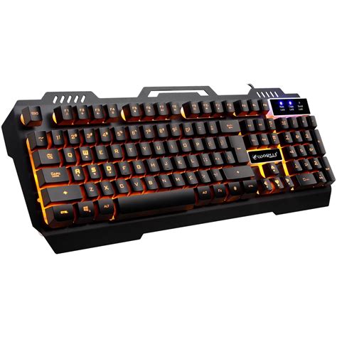 Keyboard backlit Wired Gaming multimedia usb keyboard 104 Keys yellow ...