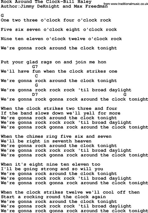 Country Music:Rock Around The Clock-Bill Haley Lyrics and Chords