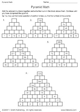 Education World Work Sheet Library: Pyramid Math | Education World | Education math, Pyramids ...