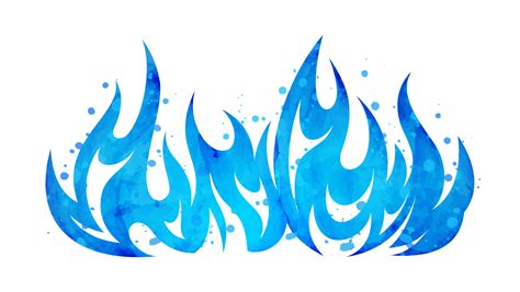 Watercolor painted blazing blue flame fire fireball illustration clipart 16016523 PNG