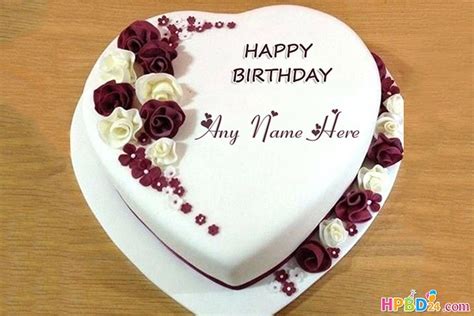 Romantic Heart Shaped Birthday Cake With Name Edit