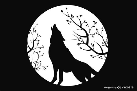 Moon Howling Wolf Silhouette Vector Download