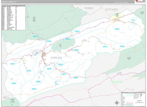 Harlan County, KY Wall Map Premium Style by MarketMAPS - MapSales.com