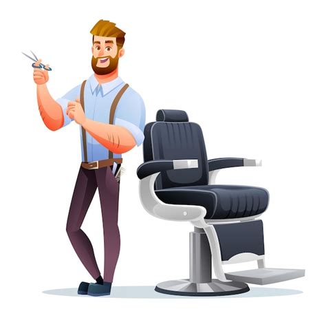 Premium Vector | Professional barber character Barber shop cartoon ...