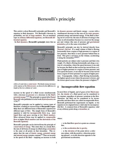 Bernoulli's Principle | PDF | Lift (Force) | Gases