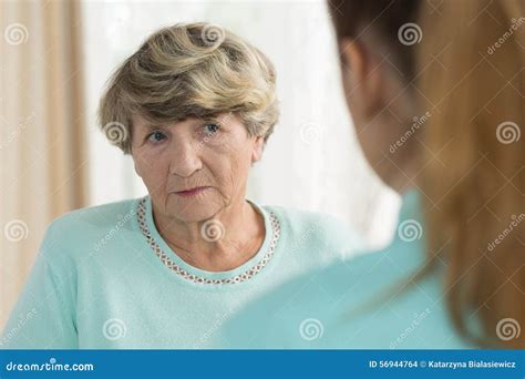 Sad Senior Female in Nursing Home Stock Photo - Image of disability, lady: 56944764