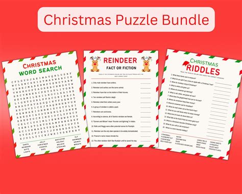 Printable Christmas Puzzles Bundle Printable Christmas Games - Etsy