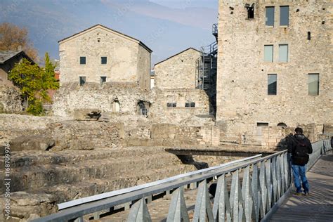 Roman ruins in the city of Aosta, Italy Stock Photo | Adobe Stock