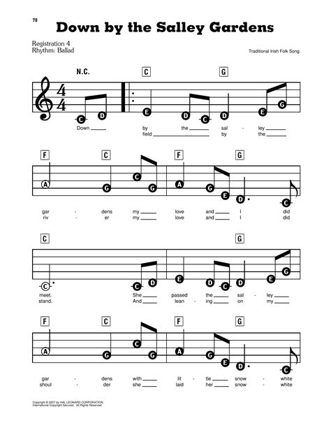 Down By The Salley Gardens by Traditional Irish Folk Song Sheet Music for E-Z Play Today at ...