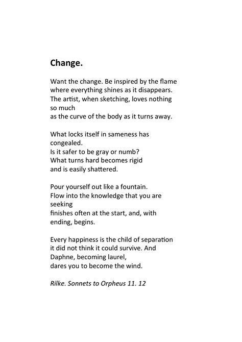 Rilke on "Change"... Sonnets to Orpheus: 11.12 | Poetry words, Quotes ...