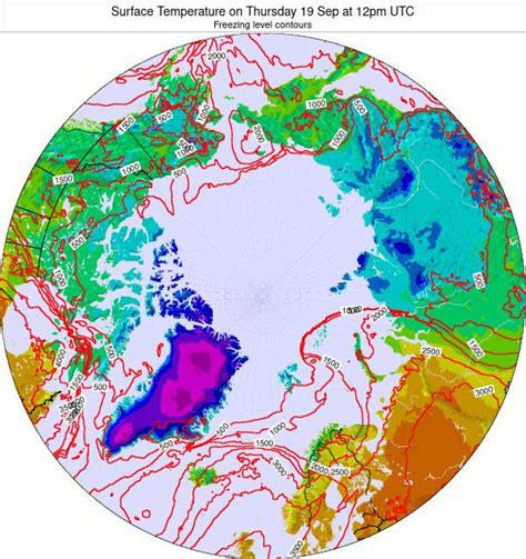 Arctic Surface Temperature on Saturday 13 Aug at 12pm UTC