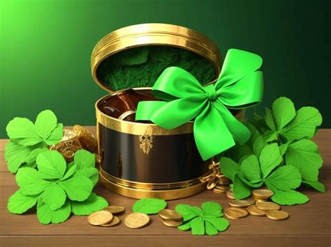 Premium Photo | Realistic illustration of an Irish St Patricks luxury gift Box with a gold coin ...