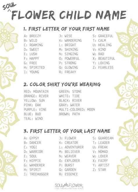 Hippie Name Generator - Your Hippie Name - Soul Flower Blog