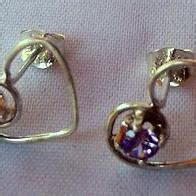 Sterling Silver Heart Stud Earring With Gemstone!!! on Luulla