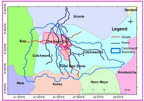 Map of Dire Dawa city watershed | Download Scientific Diagram