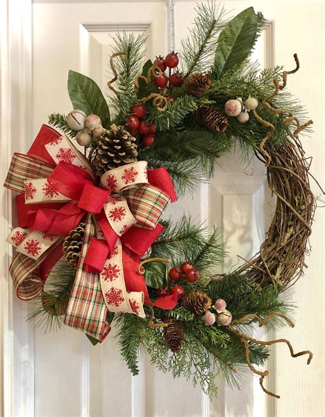 Winter Grapevine Wreath, Pine Cones and Berries, Christmas Grapevine ...