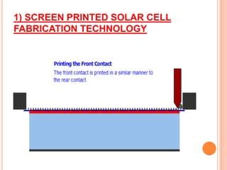 SOLAR CELL FABRICATION,SOLAR CELLS,