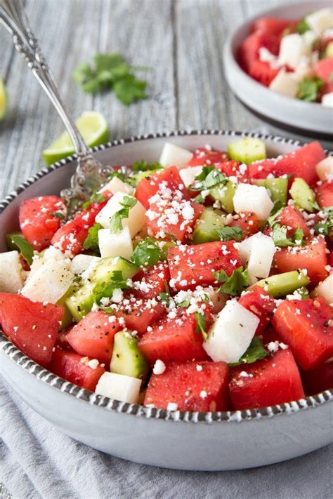 Mexican Watermelon Salad | Recipe | Watermelon salad recipes, Mexican ...