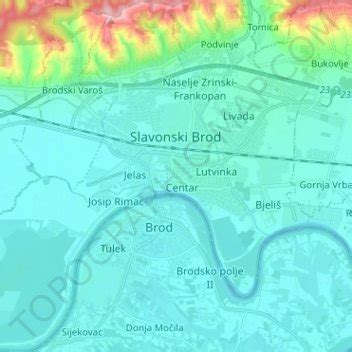 Slavonski Brod topographic map, elevation, terrain