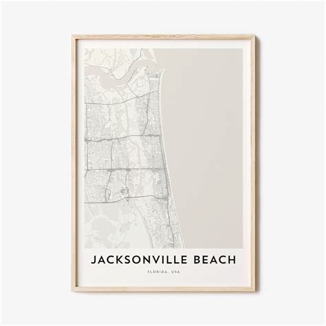 Map of Jacksonville Beach, Jacksonville Beach Map Print, Jacksonville Beach Map Poster, City Map ...