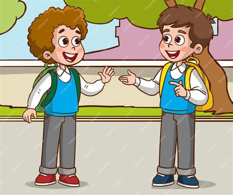 Premium Vector | A group of students kids talking cartoon vector