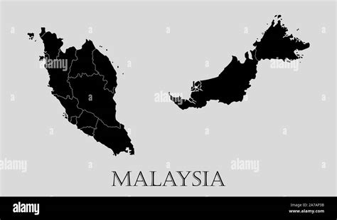 Black Malaysia map on light grey background. Black Malaysia map ...