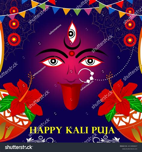 Hindu Festival Kali Puja Diwali Wishes Stock Illustration 2213894027 ...