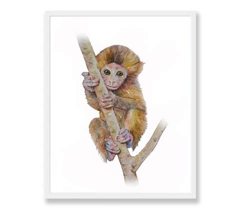 Monkey Print Monkey Watercolor Painting Digital Baby Animal | Etsy