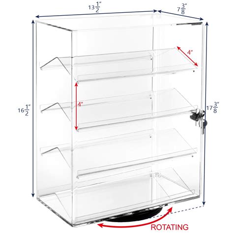 Lockable Showcase Rotating Acrylic Display Stand w/4 Removable Shelves