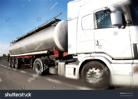 Fuel Tanker Truck Driving On Country-Road/Motion Stock Photo 85604491 : Shutterstock