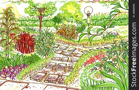 Garden Sketch - Free Photo from StockFreeImages