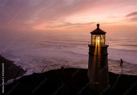 Heceta Head Lighthouse at sunset, built in 1892 Stock Photo | Adobe Stock