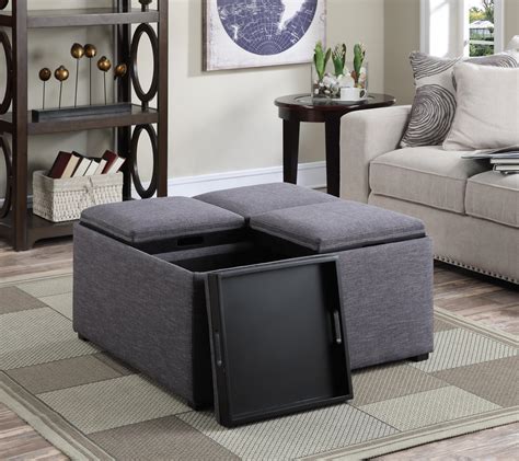 Amazon.com: Simpli Home Avalon Coffee Table Storage Ottoman with 4 ...