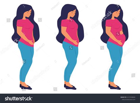 Pregnancy Stages Cute Flat Cartoon Character Stock Vector (Royalty Free ...