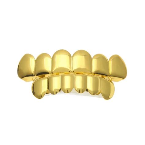 1 Set Men Women Gold Plated Hip Hop Teeth Grillz Top Bottom Grill Teeth Grills Braces ...