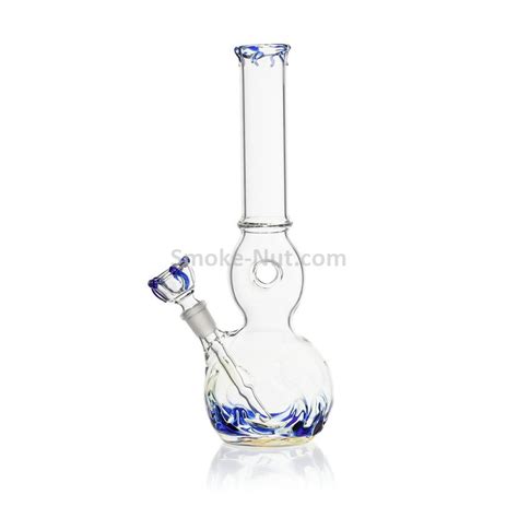 Silver Fumed Glass Ring Bong, Blue Flames | Smoke-Nut.com