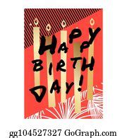 250 Happy Birthday Card Design With Gold Candles Clip Art | Royalty Free - GoGraph