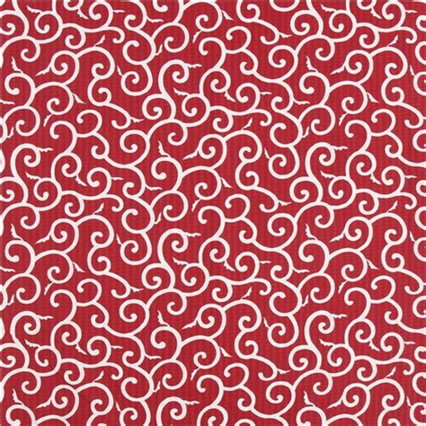 Red White Swirls Karakusa Pattern Fabric by Japanese Indie - modeS4u