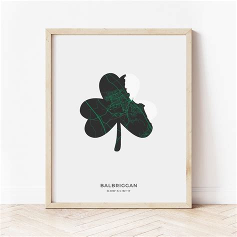 Balbriggan Shamrock Map Print Map of Balbriggan Ireland - Etsy