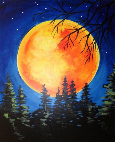 wineandcanvas.com Harvest Moon | Autumn painting, Painting, Moon painting