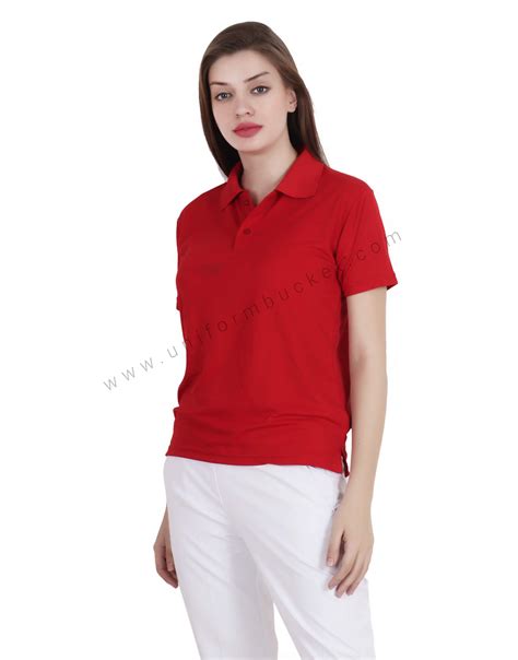 Buy Red Uniform Polo T-Shirt For Female Online @ Best Prices in India ...