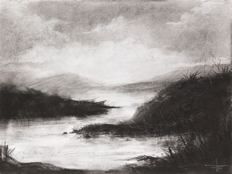 Charcoal Drawing ORIGINAL ART Landscape 6x8 in | Etsy | Charcoal drawing, Landscape drawings ...