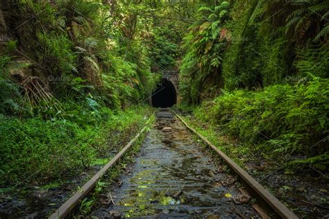 Abandoned railway line and tunnel in Helensburgh near Sydney | High-Quality Transportation Stock ...